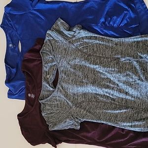 3 Gaiam Womens Solid Ruched Cut Out Short Sleeve Shirts